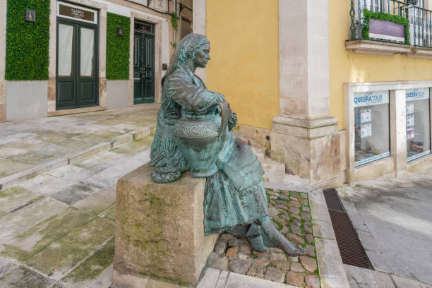 Coimbra, Portugal - Feb 11, 2020: Tricana Statue  (Tricana de Coimbra) - Coimbra, Portugal