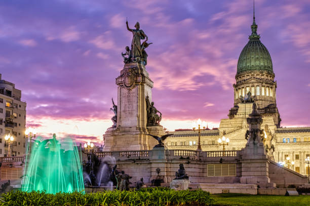 View of the Buenos Aires city -  Congreso square (Congress in english) at sunset - Argentina View of the Buenos Aires city -  Congreso square (Congress in english) at sunset - Argentina argentina stock pictures, royalty-free photos & images