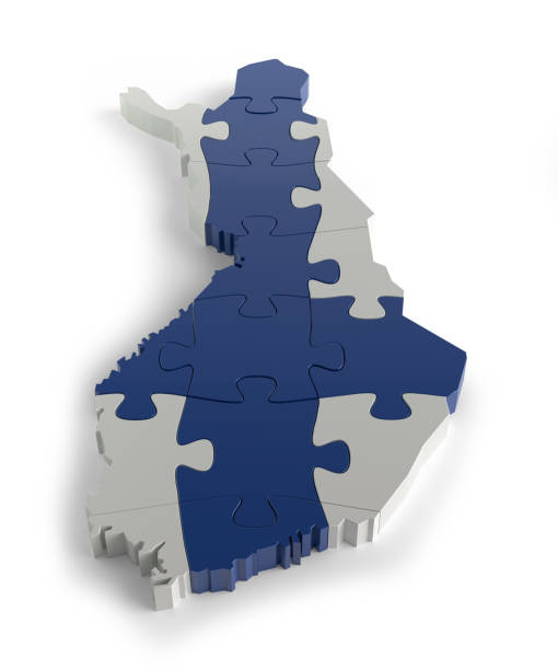 istock Flag Colors Puzzle Finland Map Design. 3d Rendering 1439842786