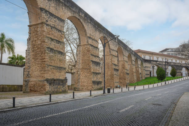 Sao Sebastiao Aqueduct (Garden Arches) - Coimbra, Portugal Sao Sebastiao Aqueduct (Arcos do Jardim) - Coimbra, Portugal coimbra city stock pictures, royalty-free photos & images