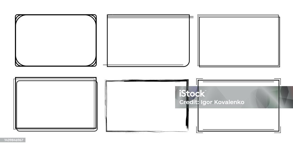Calligraphic Frames Set Of Ornamental Rectangular Frames Stock ...