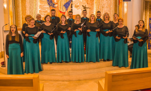 istock Front view of the choir rehearsing before the performance 1439854243