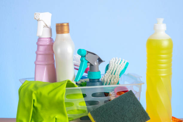 istock basket with cleaning products for home hygiene use 1439854878
