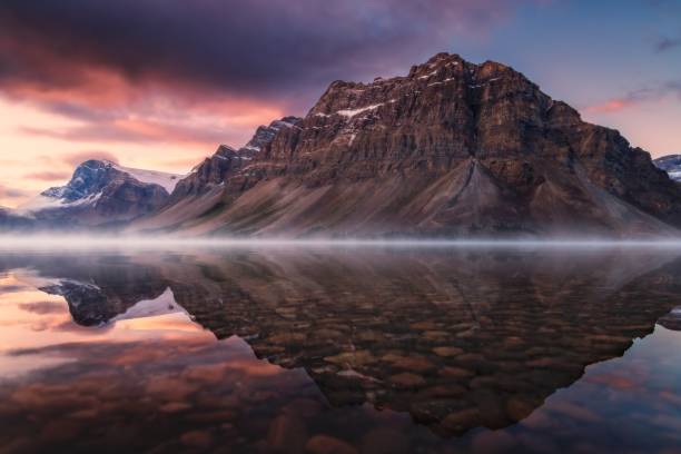 istock Warm Sunrise Reflections On A Banff Mountain Lake 1439862361
