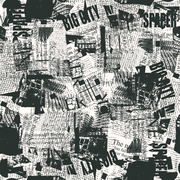 istock Seamless pattern with collage of newspaper or magazine clippings 1439862633