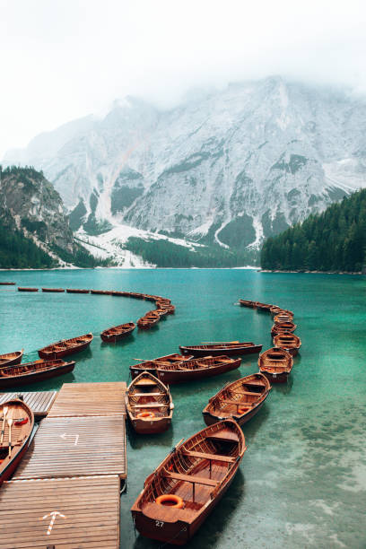 istock Lago do Braies in the rain 1439864729