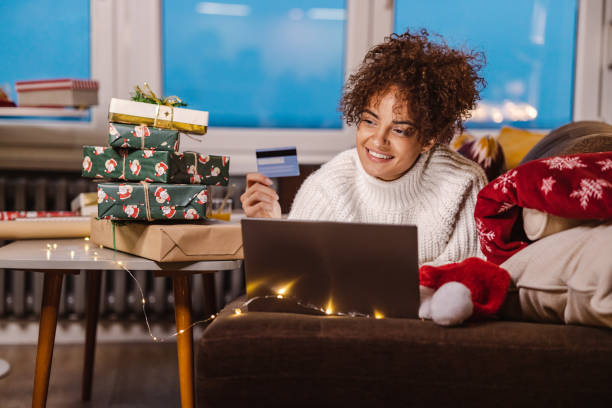 istock Easy online shopping during winter holidays 1439864860