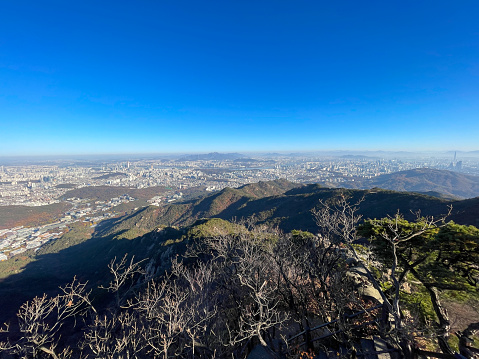 City Seoul Panorama View from Gwanaksan Peak, Korea