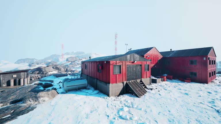 View of old antarctic base at South Pole Station in Antarctica