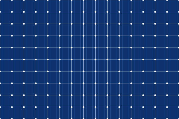 sonnenkollektor netz nahtloses muster. textur der elektrischen sonnenbatterie. solarzellenmuster. sun energy batterie panel nahtloser hintergrund. ökostrom. vektorillustration auf blauem hintergrund - solar panel solar power station sun solar energy stock-grafiken, -clipart, -cartoons und -symbole