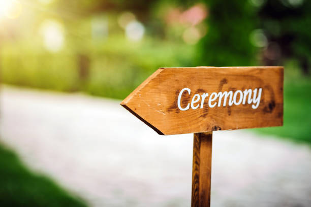 istock Wedding ceremony wooden sign 1439870939