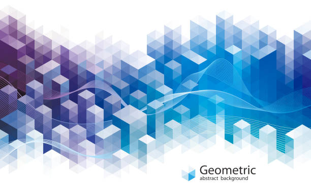 latar belakang abstrak arsitektur perkotaan geometris - cakrawala perkotaan lanskap kota ilustrasi stok