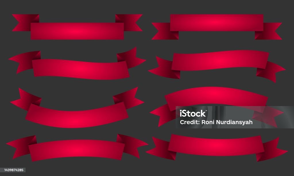 Red Ribbin Vector Red Ribbon Vector Illustration Set Stock Illustration - Download Image ...