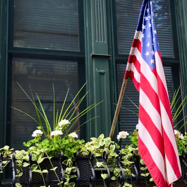 istock American Flag in Window Box 1439875297