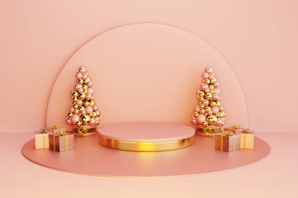 istock 3d render of modern podium at christmas concept with-decoration 1439886220