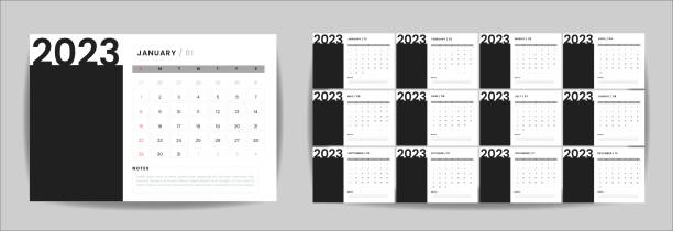 Calendar 2023 week start Sunday corporate design planner template. Calendar 2023 week start Sunday corporate design planner template. indesign templates stock illustrations