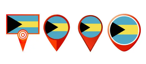 Vector illustration of Bahamas flag icon . web icon set . icons collection flat. Simple vector illustration.