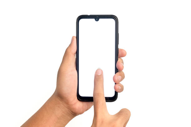 istock man hand holding and pointing smartphone 1439890697