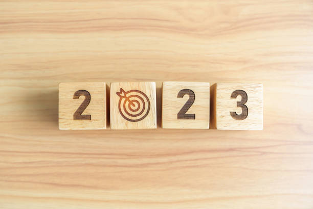 istock 2023 block with dartboard icon. Goal, Target, Resolution, strategy, plan, Action, mission, motivation, and New Year start concepts 1439897662