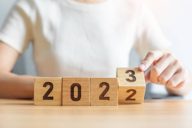 istock 2022 change to 2023 year block on table. goal, Resolution, strategy, plan, start, budget, mission, action, motivation and New Year concepts 1439897698
