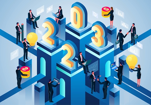 New Wishes for 2023 New Business New Economic Developments and New Opportunities, Business and Career Forecasts and Visions, Business Opportunities and Challenges, Yearbook Highlights and Annual Data Report Analysis