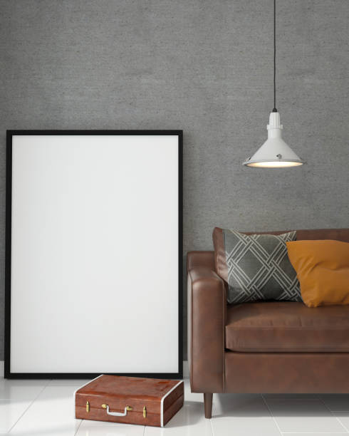 istock sofa in the room with a picture frame on the wall 1439905669