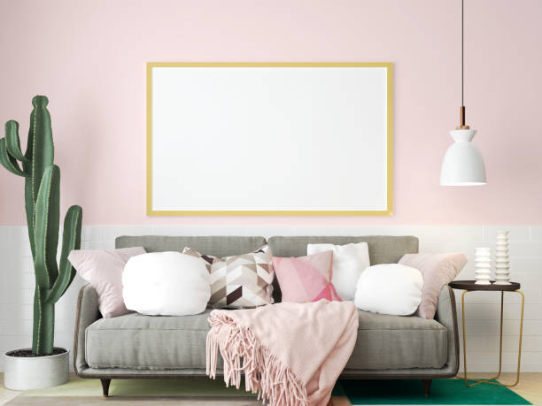 istock sofa in the room with a picture frame on the wall 1439905670