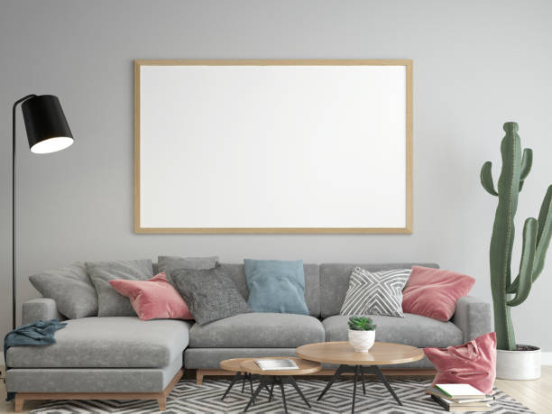 istock sofa in the room with a picture frame on the wall 1439905671