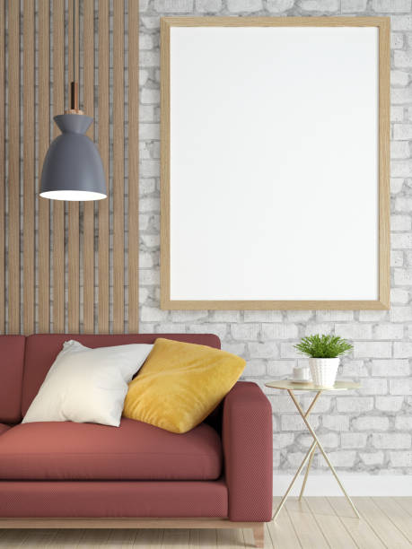 istock sofa in the room with a picture frame on the wall 1439905672