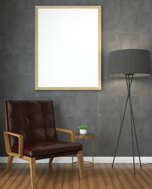 istock Picture frame attached to the wall, with chair. 1439905754