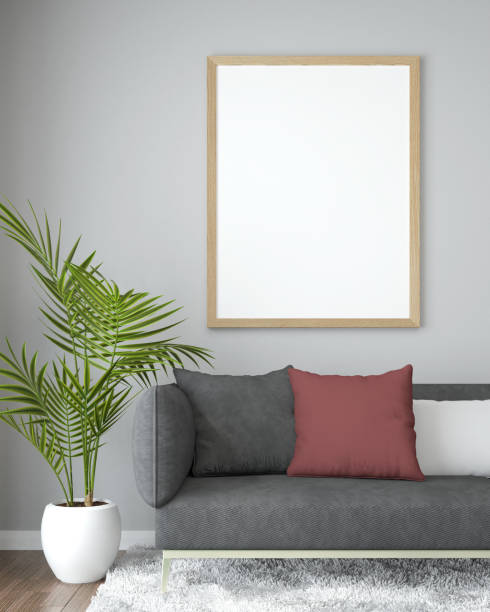 istock sofa in the room with a picture frame on the wall 1439905756