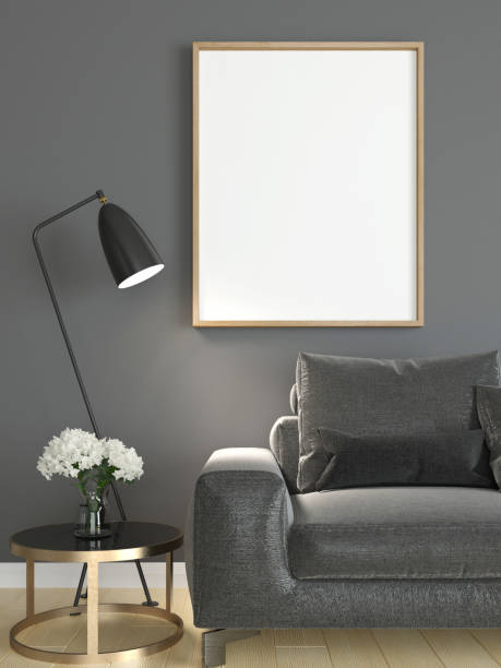 istock sofa in the room with a picture frame on the wall 1439905973