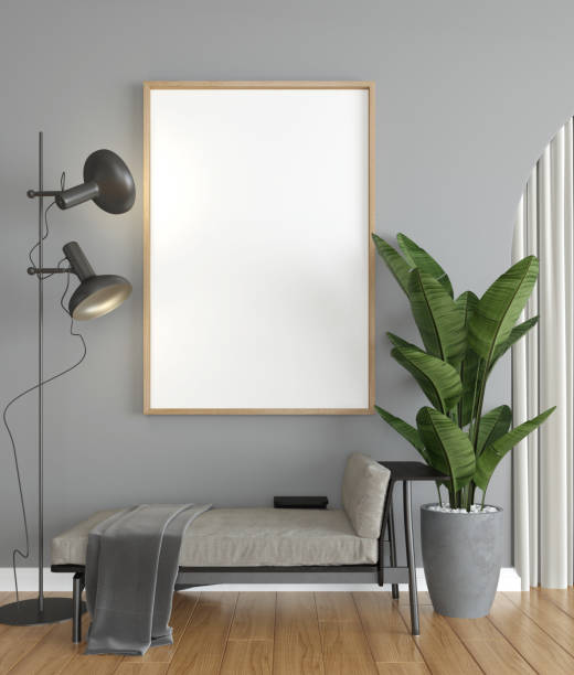 istock sofa in the room with a picture frame on the wall 1439905999