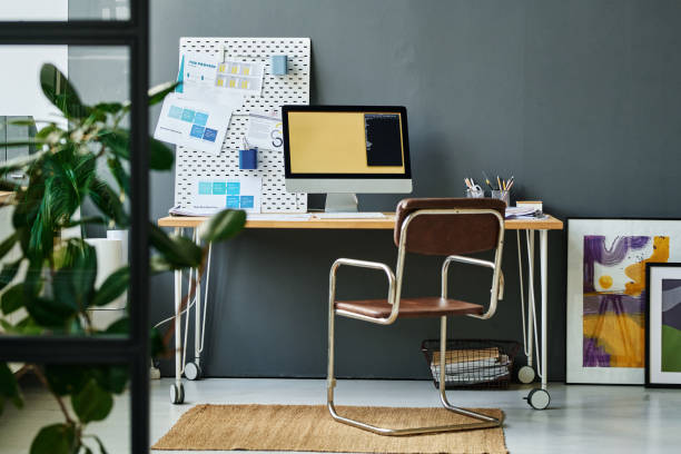 istock Workplace of modern white collar worker or creative designer 1439906889