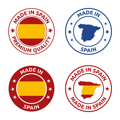 made in Spain icon set, Spanish product stamp