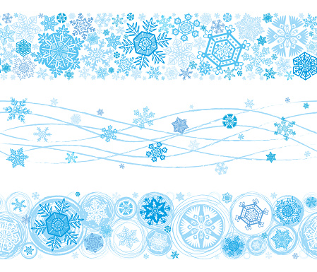 Vector set of Christmas seamless backgrounds with snowflakes