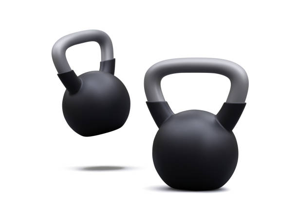 3d realistic weights kettlebell isolated on white background. Vector illustration 3d realistic weights kettlebell isolated on white background. Vector illustration. body building stock illustrations