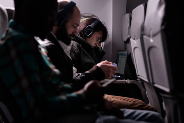 istock Multiethnic group of passengers flying abroad by airplane jet 1439915970