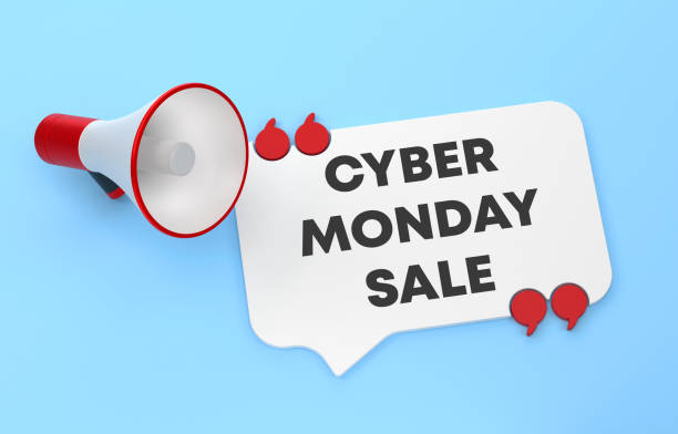 istock Speech bubble and megaphone that says Cyber Monday Sale 1439917289