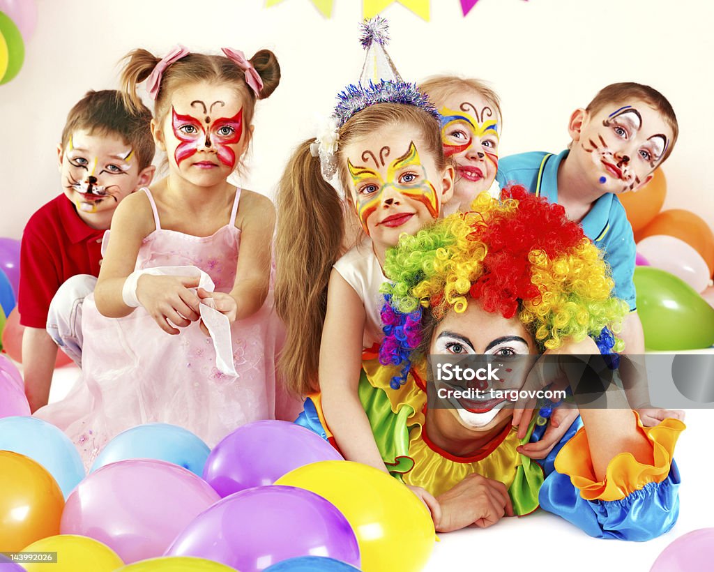 Child birthday party . Child happy birthday party . Clown Stock Photo