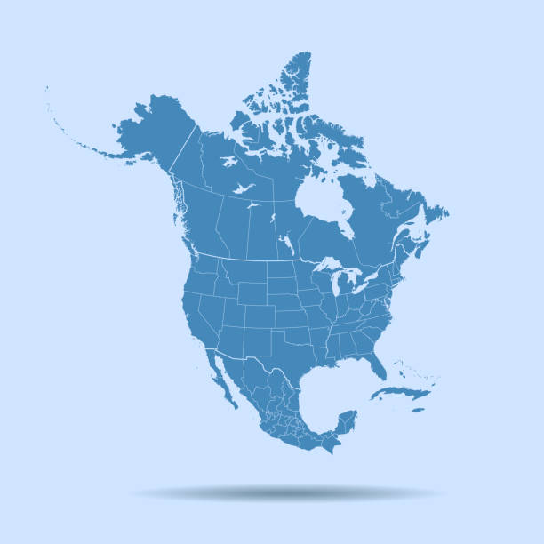 nordamerika-karte - map usa canada cartography stock-grafiken, -clipart, -cartoons und -symbole