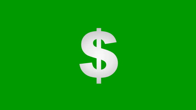 Animated silver icon of dollar. Radiance from rays around symbol. Concept of business, money. Flat vector illustration isolated on the green background.