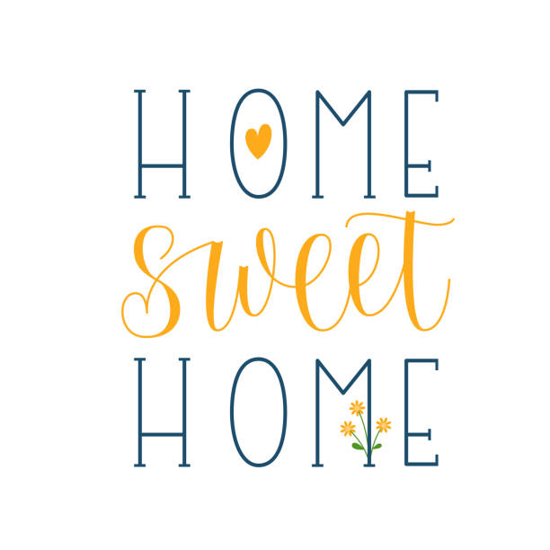 home sweet home vector ruční písmo. - home sweet home stock ilustrace
