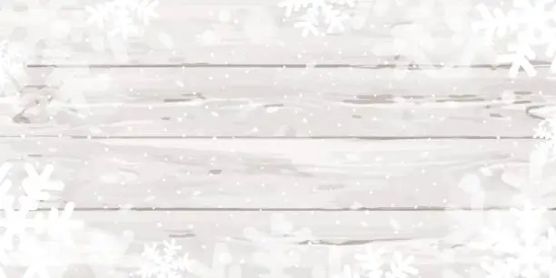 Vector illustration of Paper snowflakes over wood background, christmas illustration