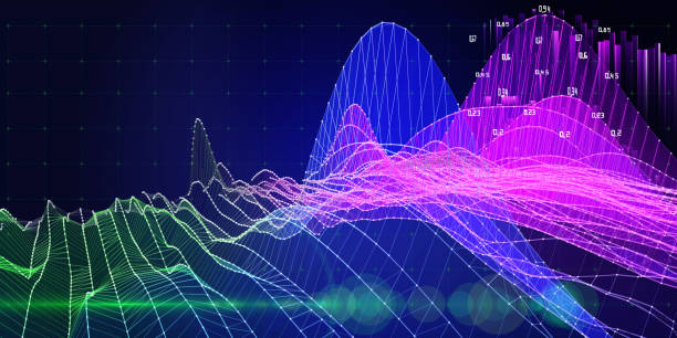 istock Abstract background wireframe noise grid with lines data on dark blue. Represent concept of 3d algorithms. Banner for business, science and technology. Big Data. 1439930094