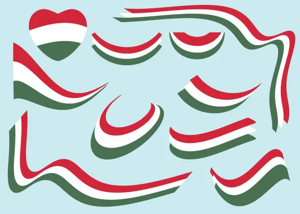 Vector illustration of flag of Hungary - curved vector shapes