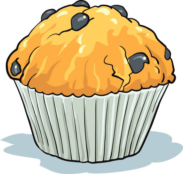 uffins mit heidelbeeren in einem papierkorb. süßes dessert - muffin stock-grafiken, -clipart, -cartoons und -symbole