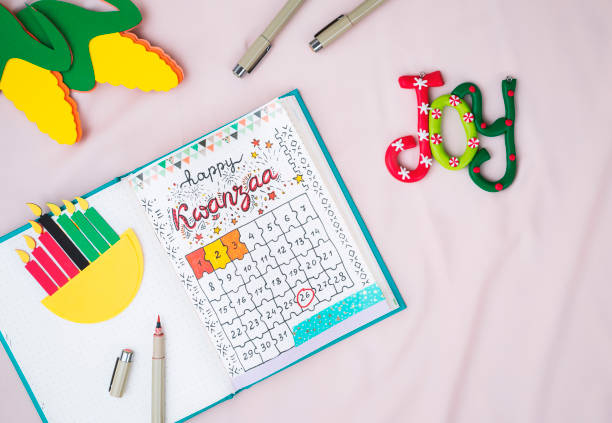 istock Homemade bullet journal  with kwanzaa calendar 1439931438