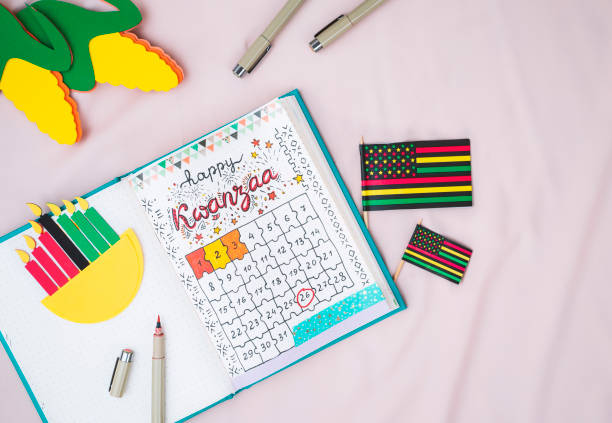 istock Homemade bullet journal  with kwanzaa calendar 1439931439