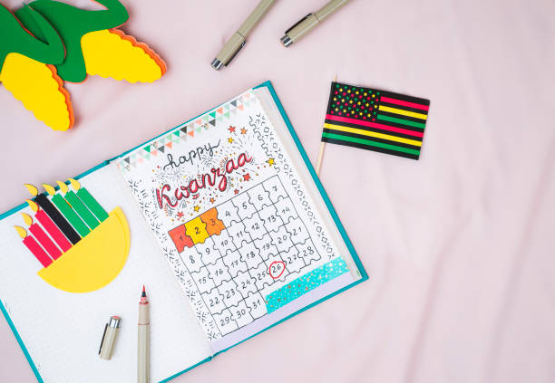Homemade bullet journal  with kwanzaa calendar